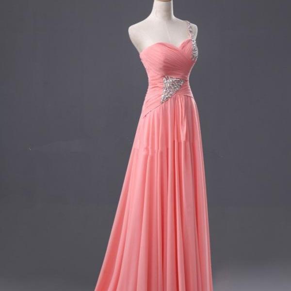 Coral One-Shoulder Long Prom Dresses 2015, Bridesmaid Dresses on Luulla